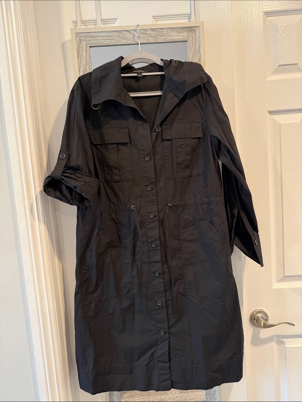 Black Utility Shirt Jacket - Women's Lightweight Dress